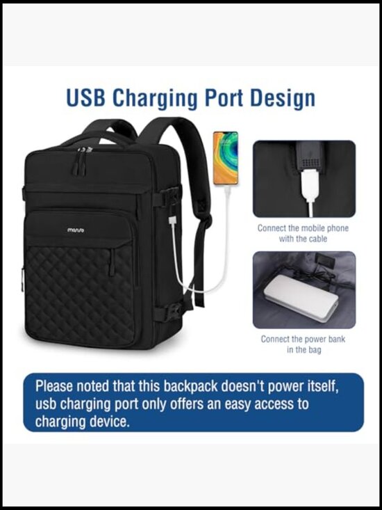 Quilted Laptop Backpack with USB Port Packing Cubes College Work Travel